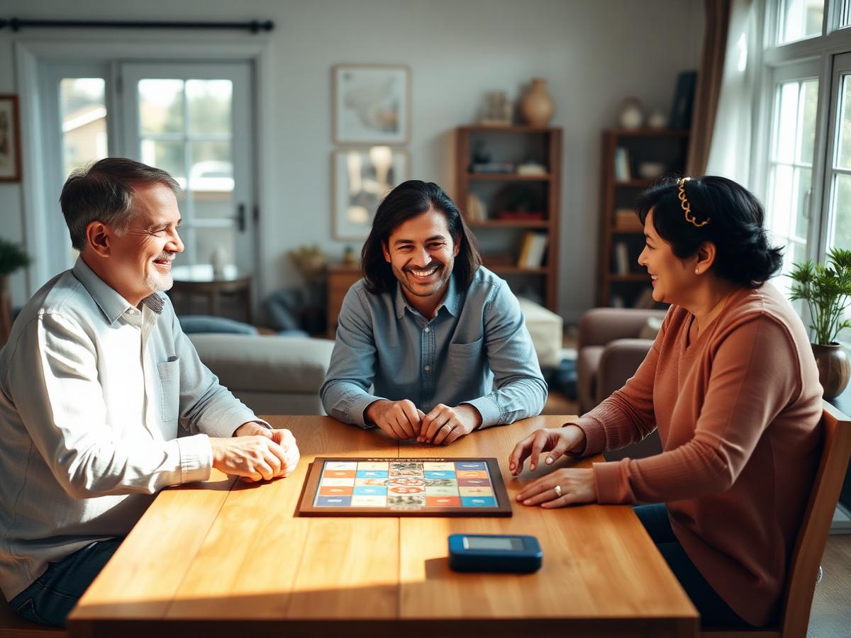 Residents enjoying a board game together